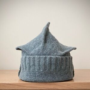 joodito origami crown lambswool sweater hat bucket beanie cap wool knit blue